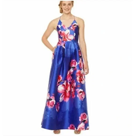 Floral Formal Dress S Strappy Bloom Ball Gown Pockets Prom Wedding Fairy Witch - Picture 14 of 14